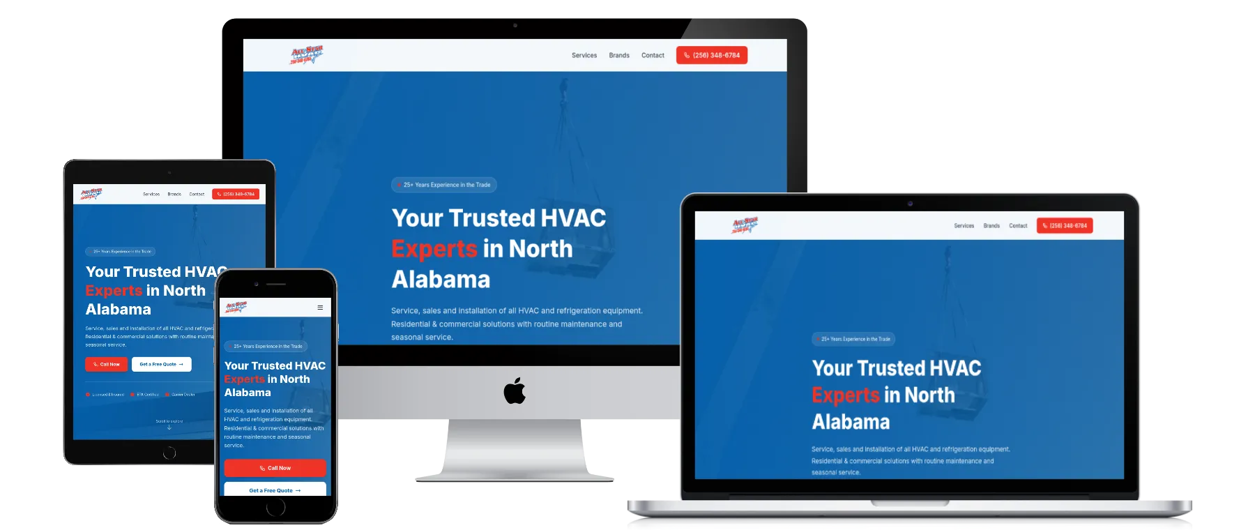 All-Star HVAC LLC website displayed across multiple devices