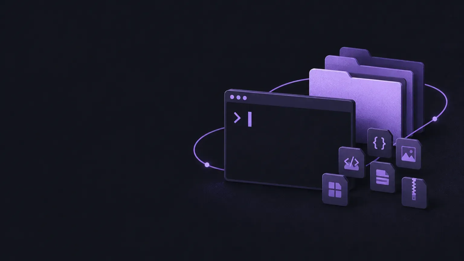 AI-generated still life of a terminal window with a blinking cursor, in purple on a dark charcoal background