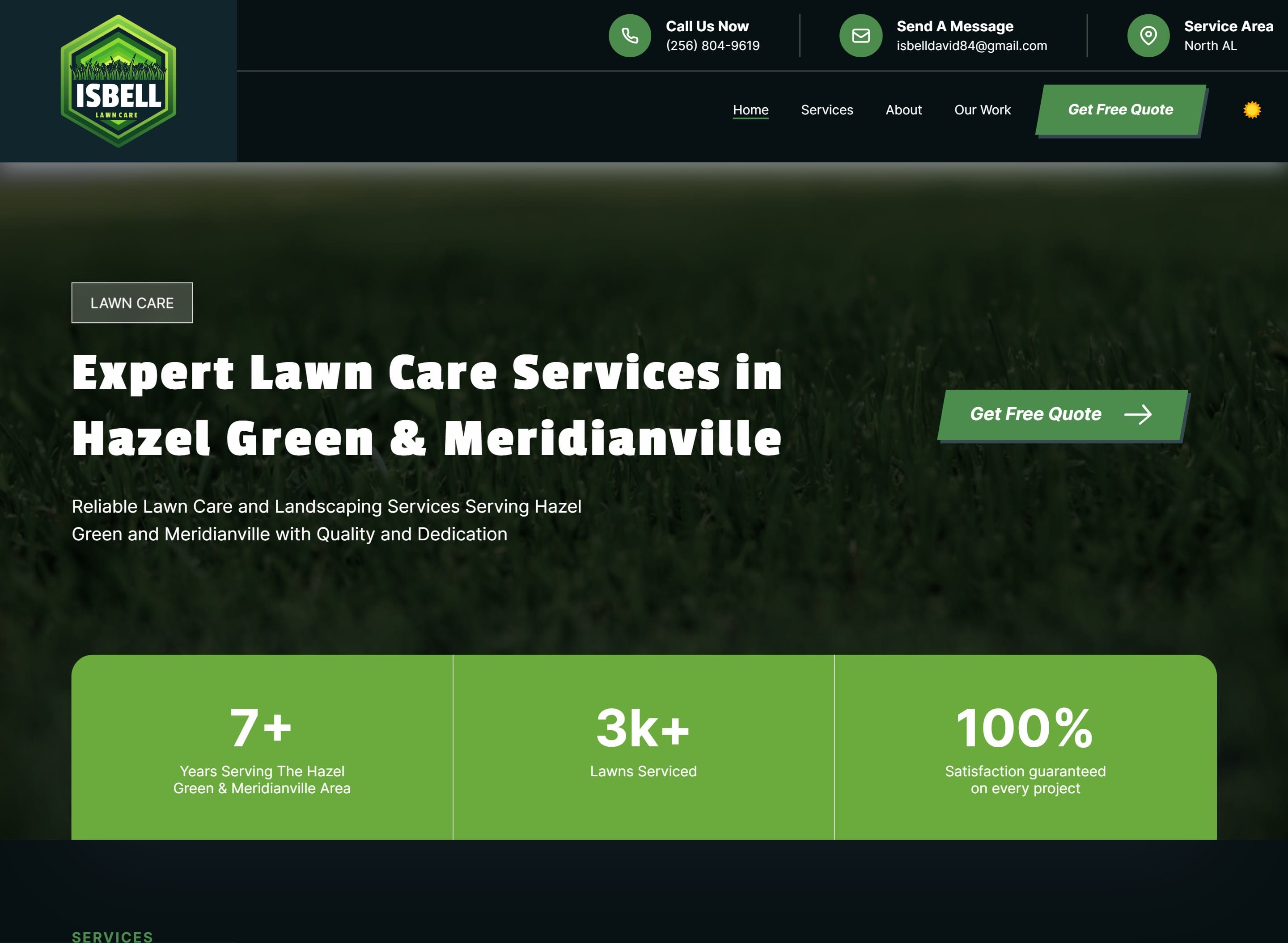 Isbell Lawn Care professional landscaping website