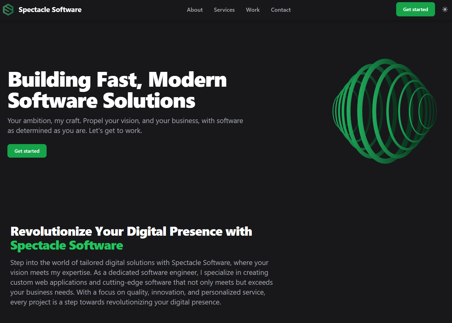 Spectacle Software company website homepage